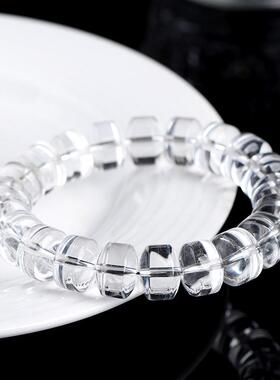 2026久雅水晶 天然东海老料白水晶车轮战 老矿白色水晶盘珠 厂家