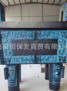 黄铜鼎盛千秋家用上香鼎摆件家居办公室诚信仿古四方鼎工艺品