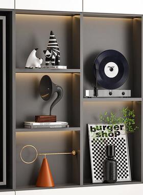 现代无障碍豪华高端电视柜装饰品客厅墙柜书柜音乐主题壁龛艺术软