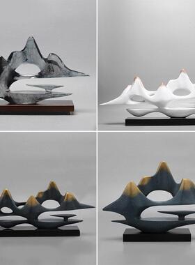 新中式创意假山禅意摆件家居客厅现代电视柜入户玄关办公桌装饰品