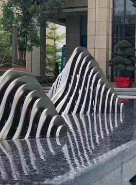 定制不锈钢山形雕塑镂空管状切片假山摆件户外园林水景观小品装饰