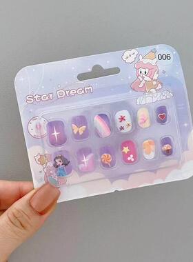 Children Press on Nails* Fake Nails Tips for Kids Acry穿戴甲