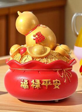金元宝钱袋摆件存钱罐聚宝盆办公室招财桌面装饰品家居酒柜摆设