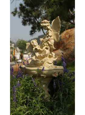 欧式别墅花园庭院阳台装饰布置会所客厅招财家居落地流水景观摆件