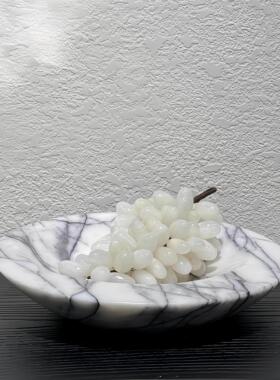 现代轻奢风客厅茶几桌面托盘大理石材高脚创意蘑菇果盘装饰盘摆件
