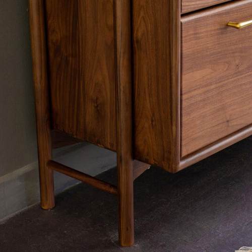 日式黑胡木餐边柜组柜玻璃组合柜现代简中式合约复古茶水CBG-0033 - 图0