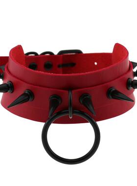 Punk Black Metal Tassel Red Choker Necklace Sexy Spiked Neck