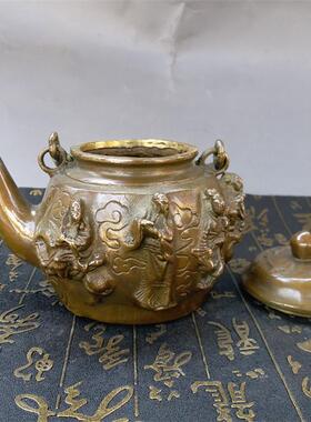 纯铜八仙壶铜仿古铜茶壶金属工艺品摆件 商务礼品茶具