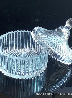 透明玻璃糖缸收纳罐糖果罐婚庆罐蜡玻璃缸带盖器皿商务礼品