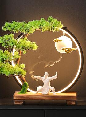 新中式禅意倒流香摆件办公室创意灯圈招财香薰炉茶桌客厅茶室装饰