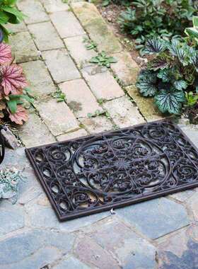 式复古铁大欧式ABU地垫美蜻蜓麋鹿入户门踏复铸古铁艺庭院别墅门