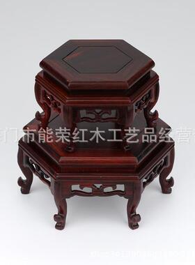 红木工艺品摆件紫砂壶六角形底座/红酸枝弯脚六角台/厂家直销