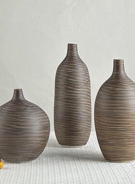 正品景镇新中式简典德粗陶瓷花瓶客厅餐厅约电视柜摆件做旧古工艺