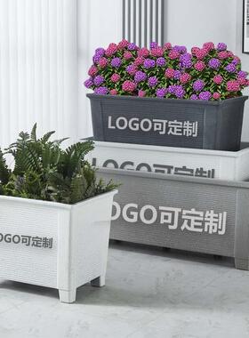 户外组合花箱高脚大花槽售楼部塑业街商用长形料花槽方大号高脚花
