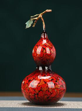 铜工艺礼品摆饰大漆葫芦礼物铜葫芦摆件招财镇宅客厅玄关装饰品乔
