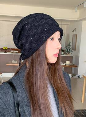 1020r显脸小堆堆帽女大头围素颜包头针织冷帽产妇月子帽子潮