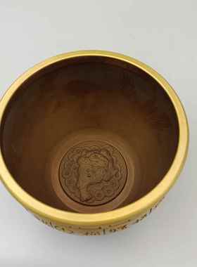 古玩铜器收藏铜摆件 福字花纹铜缸中号 家居装饰创意礼品工艺品