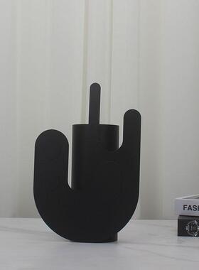 新款直销现代轻奢极简样板间软装饰品客厅大厅酒店餐桌几何金属插