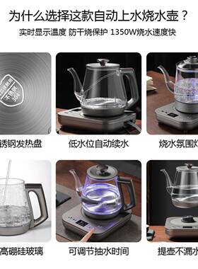 全自动上水电热水壶钛灰色1.5L大容量泡茶专用智能抽水烧水煮茶壶