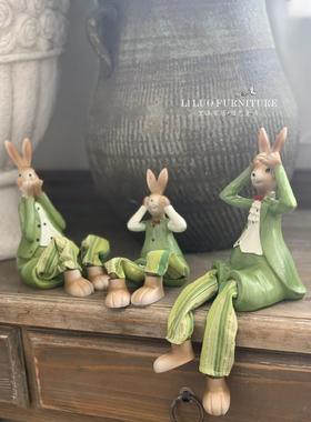 可爱三不兔子吊脚娃娃杂货家居摆件结婚礼物客厅卧室装饰品