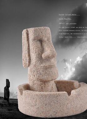 居装饰摆UMS件树脂工艺品礼复活节摩艾石砂岩品烟灰缸1像23家01