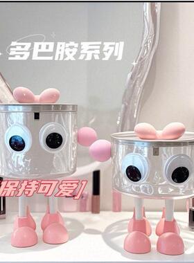 水波纹浴室纸巾带盖子收纳盒桌面发夹发圈皮筋收纳整理盒透明压克