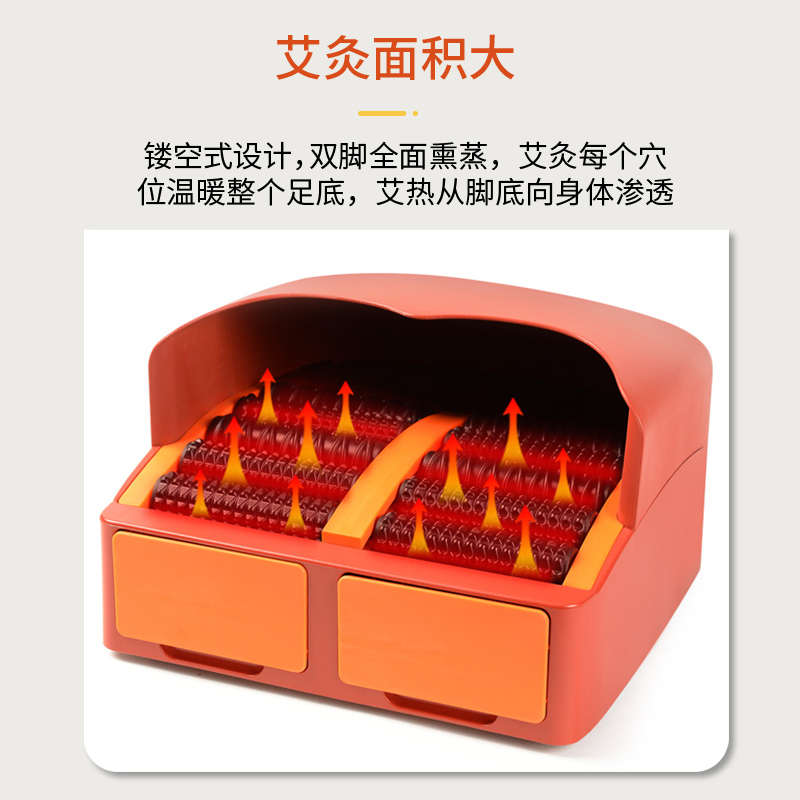 足底艾灸盒灸脚器多功能专用足灸盒脚部经络疏通滚轮按摩足灸箱 - 图1