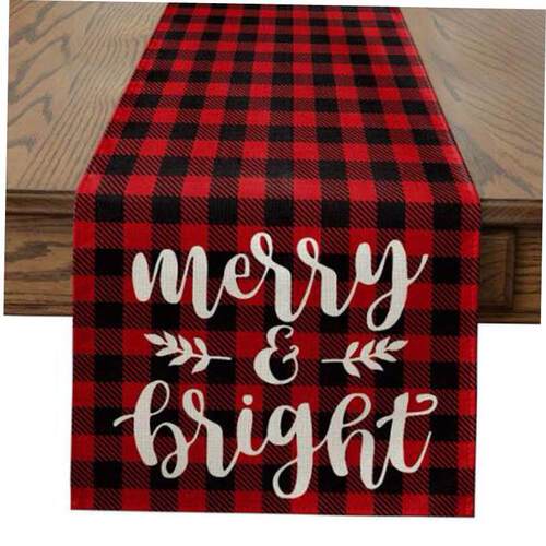 Fashion Christmas tree printed table runner flag kitchen - 图1