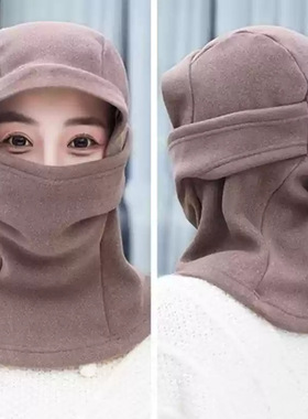 电动车男女保暖马尾带头加厚帽子