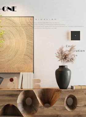 中古风样板间软装墙上装饰品网红民宿房间玄关布置侘寂风