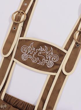 Traditional men's suspender pants set for the German Beer