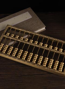 黄铜盘实艺心如意算盘摆算件店铺客厅办开公室装饰工品大号业H-1