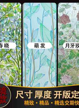 静电免胶3d炫彩玻璃贴膜镭射透光不透人卧室客厅阳台装饰窗花贴纸