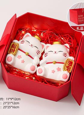 高档创意招财猫福袋摆户玄关财果福件入桶客厅家居装饰乔迁新发居