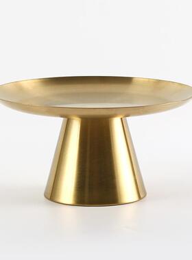 轻奢简约圆形高脚果盘家居客厅创意摆件零食水果置物收纳盘装饰品