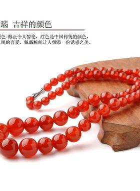 厂家直销5A级天然红玛瑙绿项链红玉髓塔链女款红色时尚圆珠女项链