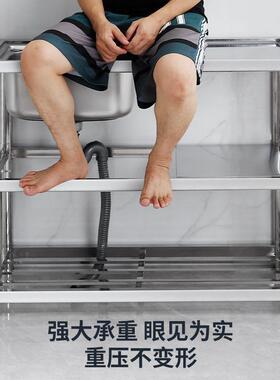 水槽一体台面单槽双槽厨房支架洗菜盆洗手盆不锈钢沥水架洗碗槽
