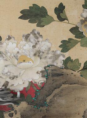 花鸟古画花卉玄关墙面装饰贴画茶室中国画背景墙客厅门墙贴纸定制