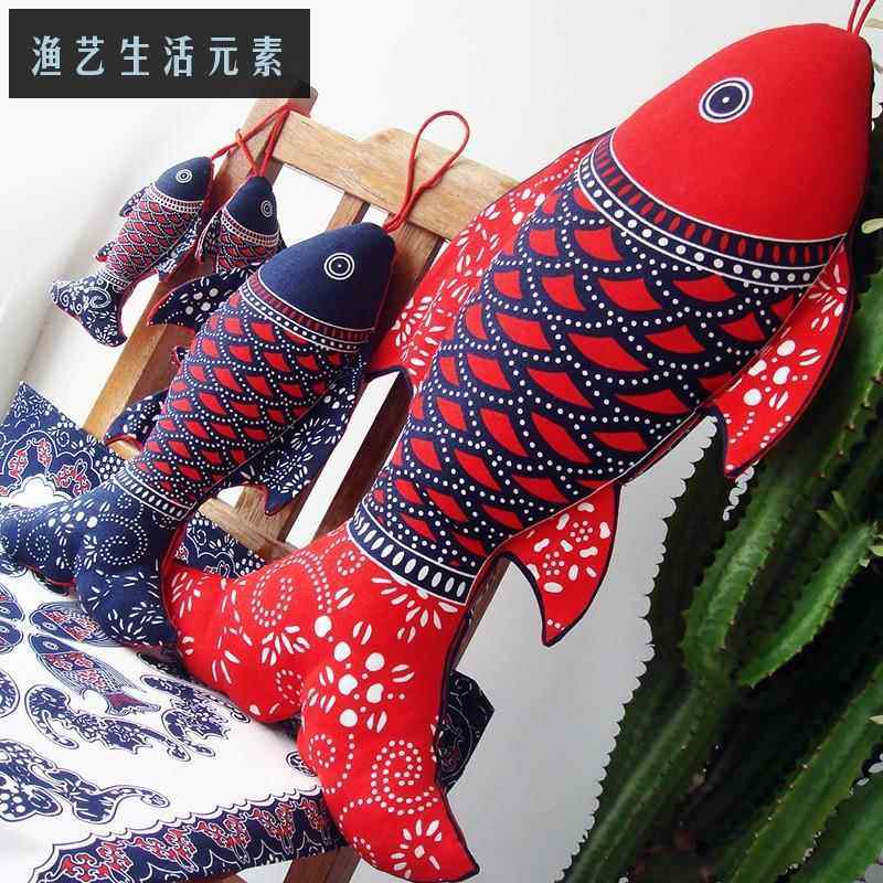 壁饰鱼挂件饰品中国风家居布艺锦鲤鱼 布络新中式纯棉手工民族风,淘宝优惠券,粉丝福利购,淘宝优惠卷