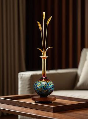 铜欣祥彩铜穗穗平安摆件客厅花瓶装饰办公室博古架高档大气乔迁礼