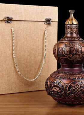纯铜葫芦工艺品摆件 玄关财位公司办公室桌摆设