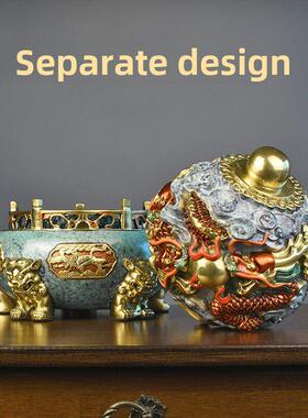 全铜九转干坤青龙鼎饰品龙转中式客厅办公室装修店开业工艺礼品