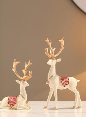 轻奢创意小鹿摆件酒柜电视柜客厅玄关沙漏桌面家居装饰品乔迁礼物
