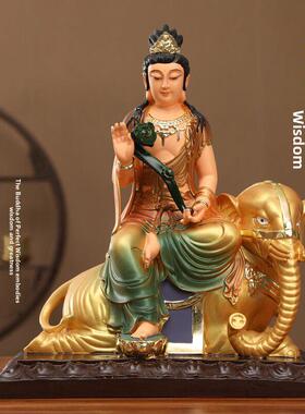 寺庙文殊菩萨普贤菩萨树脂彩绘佛像华岩三圣佛像家拜镇屋文殊装饰