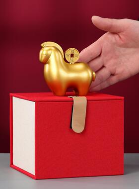 新品上公黄铜中式马有钱摆马上赚钱件马年家用客厅办室生肖马桌面