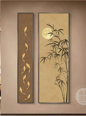 新中式竹子入户玄关装饰画节节高升走廊过道挂画2025新款两联壁画