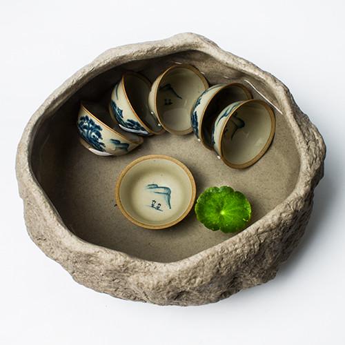 OF9D手工粗陶茶洗陶瓷杯洗水培植物花盆渣斗笔洗大号水盂茶道零配 - 图1