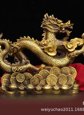 纯铜黄金万两龙汉龙生肖龙家居装饰品青龙黄金万两工艺品摆件