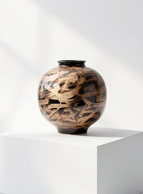 新中式宋氏美学金色线条陶瓷摆件售楼样板间家具展厅民宿酒店摆件