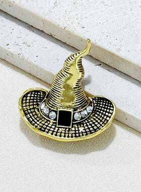 Vintage Witch Hat Brooch Pin, Halloween Accessory
